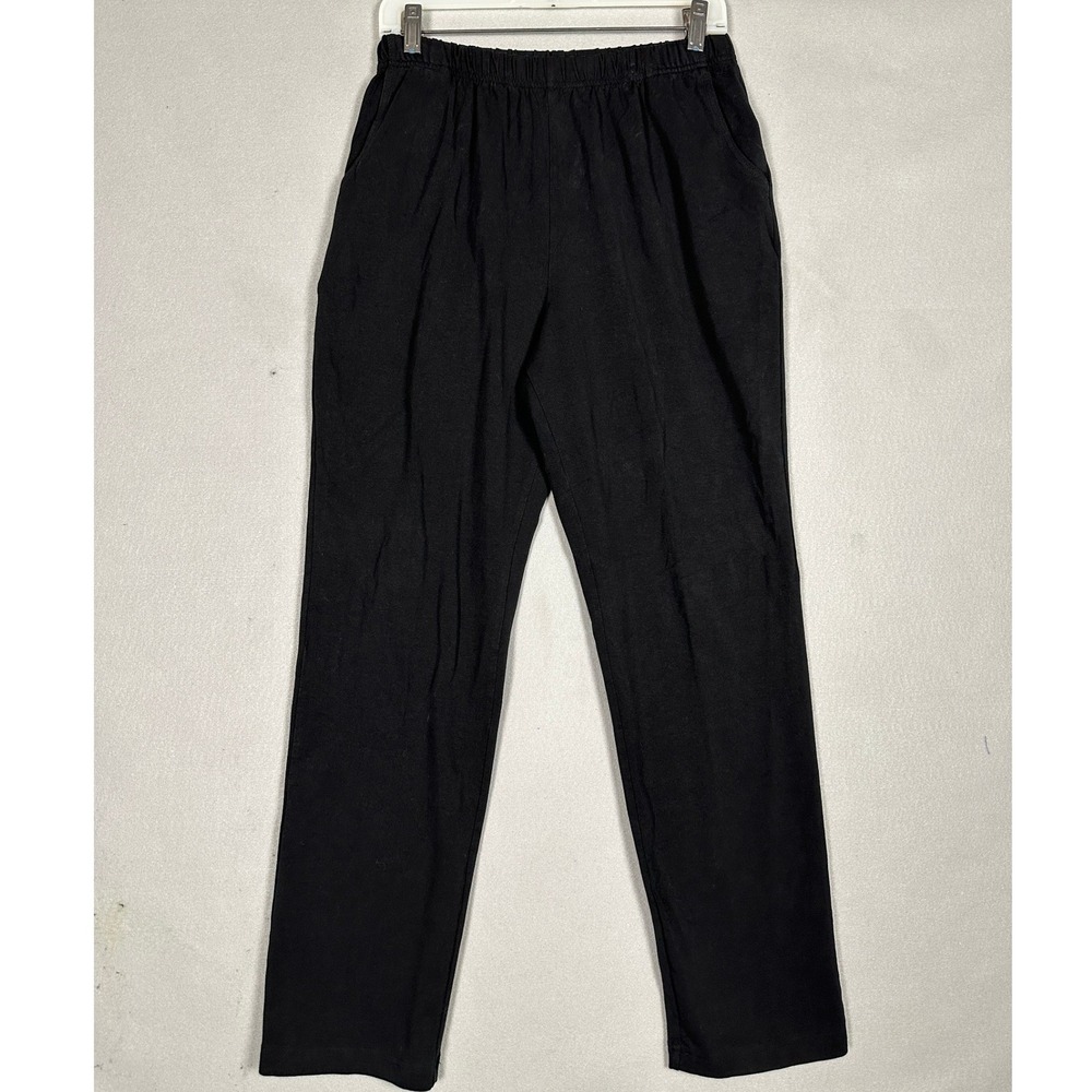 L.L. Bean Pants Womens Medium Black Pull On Stretch Knit Elastic Waist Straight